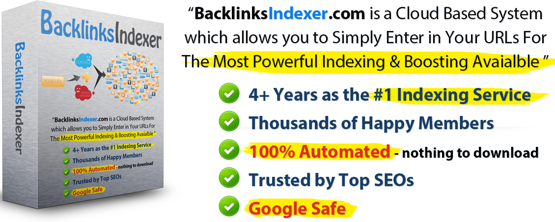 BacklinksIndexer.com Boxart - Cloud based tool used to index links and make them more powerful in Google